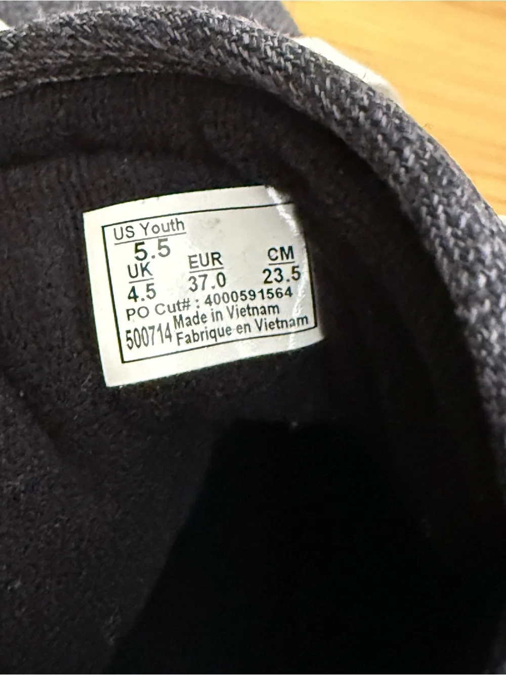 Boys Vans Dark Gray Mid-Top Canvas Sneakers with White Laces